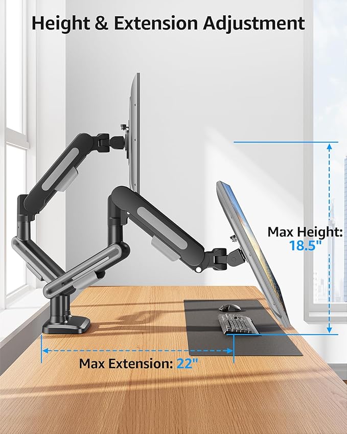 MOUNTUP Dual Monitor Mount Holds 4.4-26.5lbs, Heavy Duty Monitors Arm - Image 4