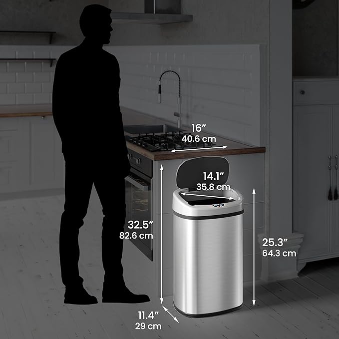iTouchless 13 Gallon Oval Sensor Trash Can - Image 6