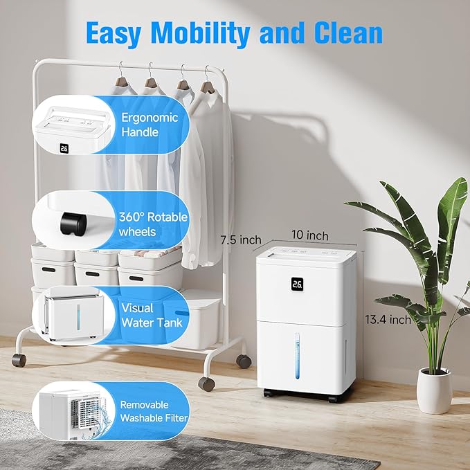 25 Pint Dehumidifier for Basement, Quiet Dehumidifier - Image 9