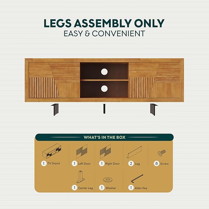 Bme Trapeze TV Stand for Living Room – Wooden Media Console - Image 8