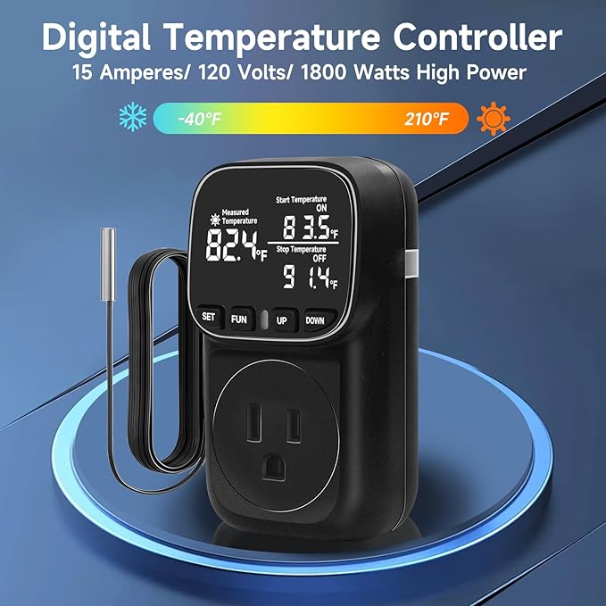 COMYAN Temperature Controlled Outlet, 15A/1800W Digital Thermostat Outlet - Image 4