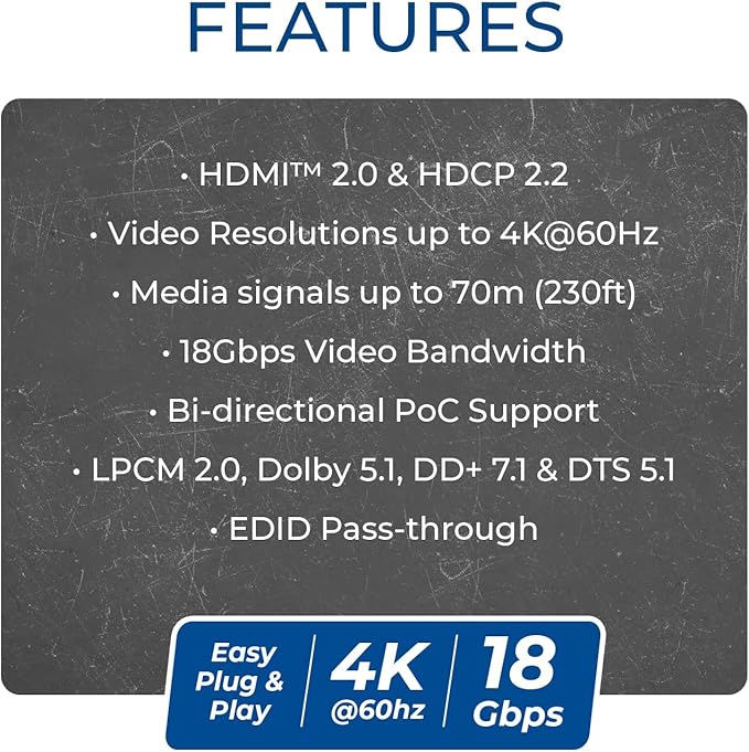 OREI 4K HDMI Extender Balun UltraHD 4K @ 60Hz 4:4:4 Over Single CAT6/7 Cable - Image 8