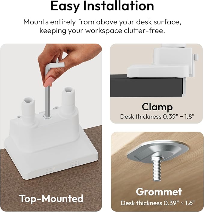 Pixio PS1D Wave White Dual Monitor Arm Stand Desk Mount - Image 6