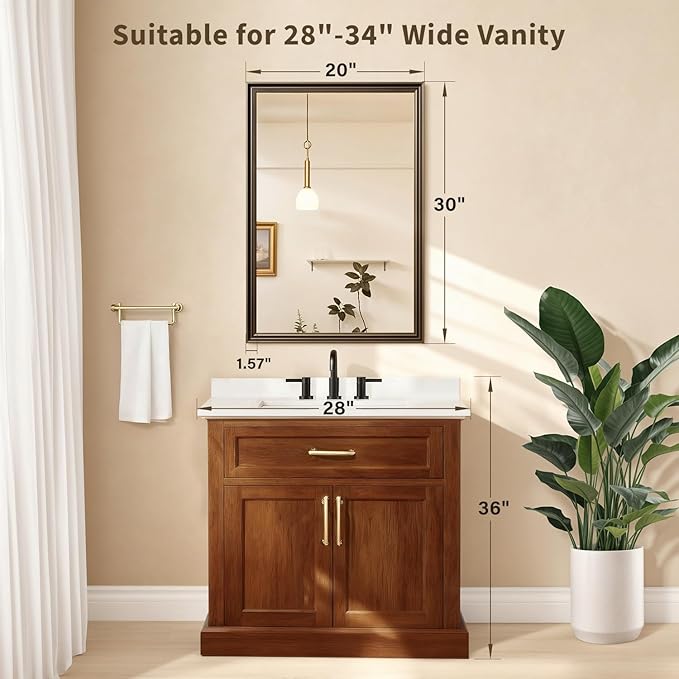 Retro Copper Effect Framed Wall Mirror, 20x30 Rectangle Mirror, - Image 2