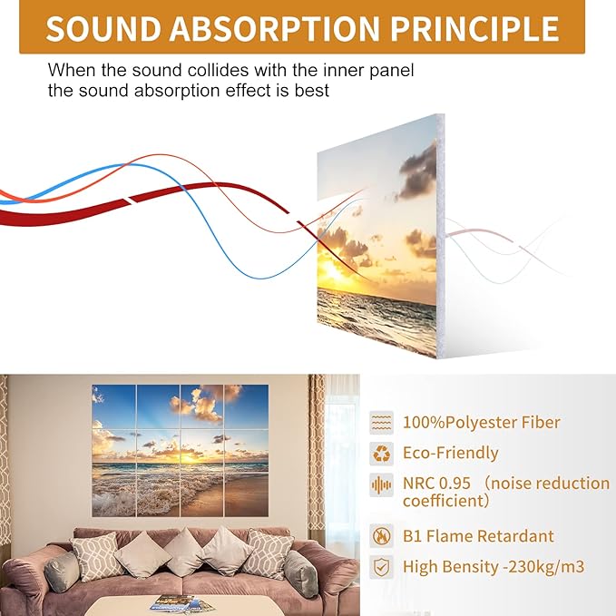 Dmsky Art Acoustic Panels, 48“x36”Acoustical Wall Panel, Decorative Sound - Image 2