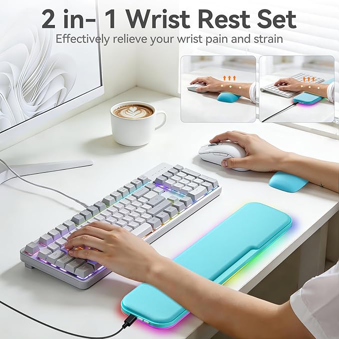 2-in-1 Heated Wrist Rest Set, Ergonomic Memory Wrist Pad - Image 2