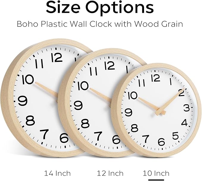 AKCISOT Wall Clock, Boho Kitchen 10 Inch Wall Clocks Battery Operated Non - Image 3