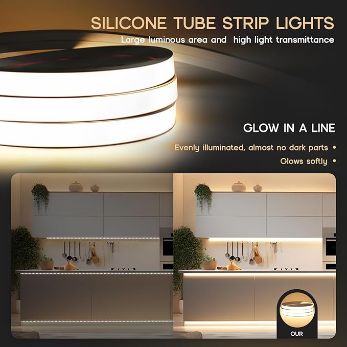 VOEWT LED Strip Lights Daylight White 6000K, 98.4ft 110-120V Neon Rope Lights - Image 2