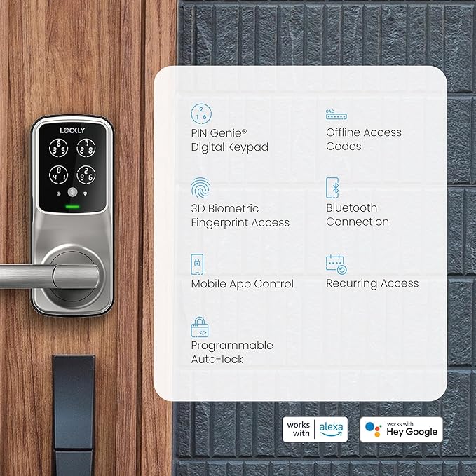 Lockly Secure Plus Smart Lock Bluetooth, 3D Biometric Fingerprint Sensor Front - Image 2