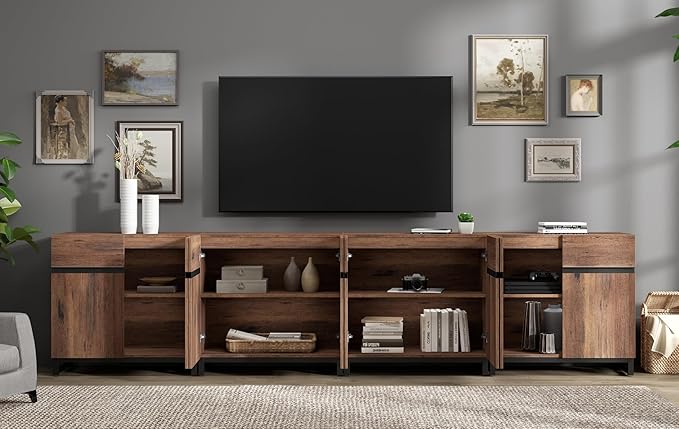 WAMPAT Modern TV Stand for TVs up to 120 inch, 4 in 1 Entertainment Center TV - Image 3