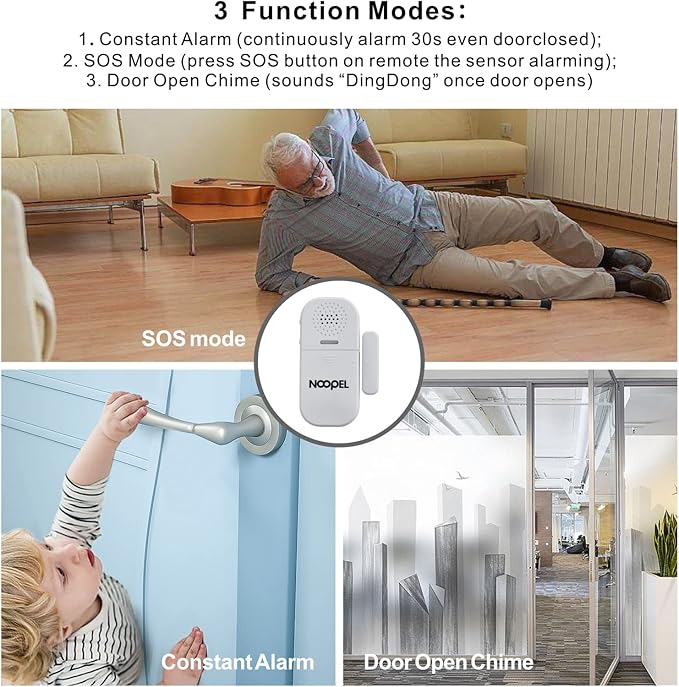 Door Alarms for Kids Safety, 2 Pack 130dB Window Sensor Pool Alarms When Opened - Image 5