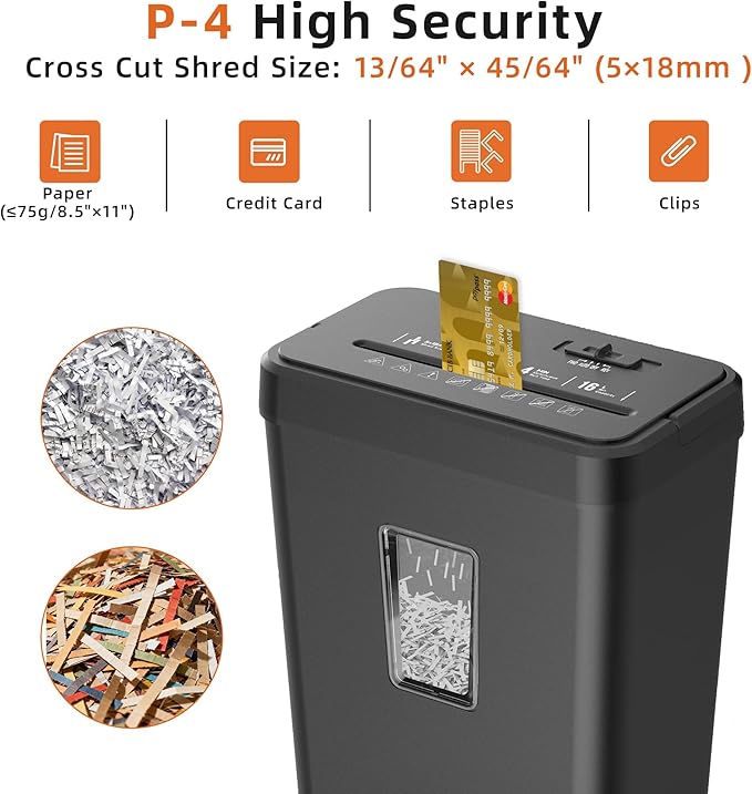 8-Sheet Cross Cut Paper Shredder P-4 Security - Image 3
