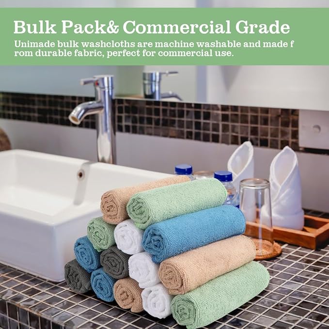 UNIMADE Washcloths Bulk 100 Pack Face Towels, Highly Soft Wash Cloths and Hand - Image 6