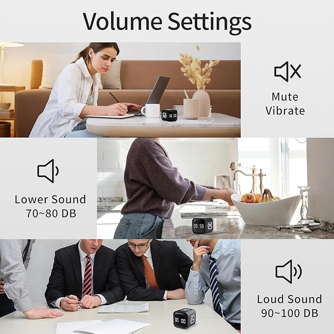 Productivity Timer Flip Gravity Sensor Cube Timer Countdown & Countup, Mute & - Image 5