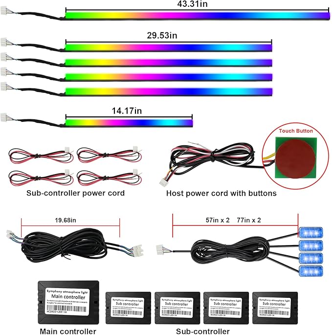 Acrylic Interior Car LED Strip Light, AMKI Dreamcolor Car Neon Light - Image 4