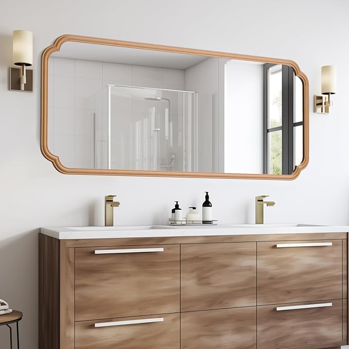 Natural Wood Framed Bathroom Mirror - Image 2