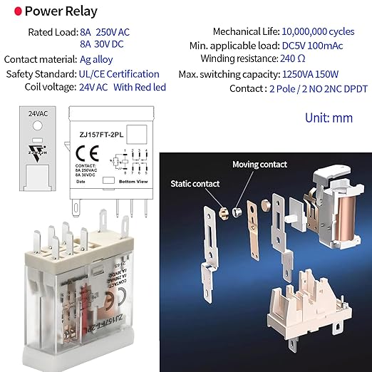 24V AC Relay Electromagnetic Relay 8 Amp 8Pin DPDT 2NO 2NC - Image 4