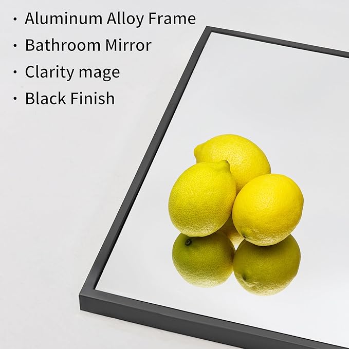 Black Bathroom Mirror for Wall, 30x50 Inch Rectangle Mirrors - Image 4