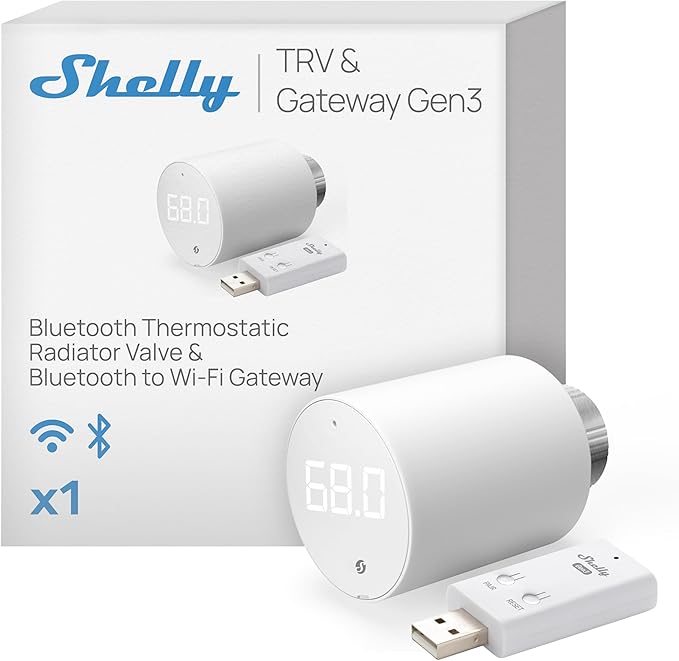 Shelly Blu TRV & Blu Gateway Gen3, Smart Thermostatic Radiator Valve, by Shelly