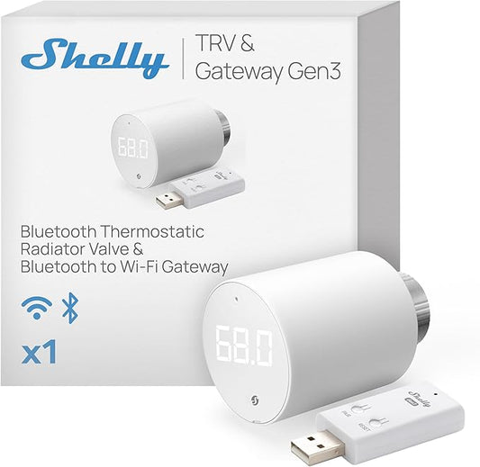 Shelly Blu TRV & Blu Gateway Gen3, Smart Thermostatic Radiator Valve, by Shelly