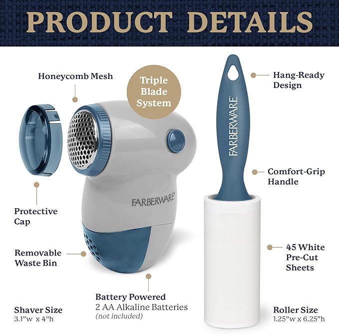 Farberware Fabric Shaver & Lint Remover Set – Battery Operated Sweater Shaver - Image 6