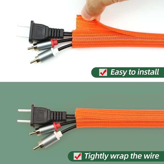 Split Wire Loom Tubing, Cable Protector Sleeve, Braided Cable Management - Image 2