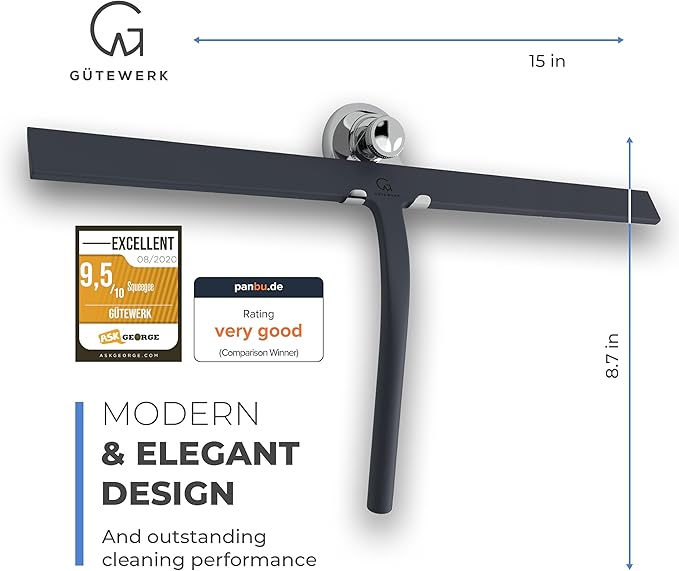 GÜTEWERK Shower Squeegee for Glass Doors, Silicone Window Squeegee, Bathroom - Image 3