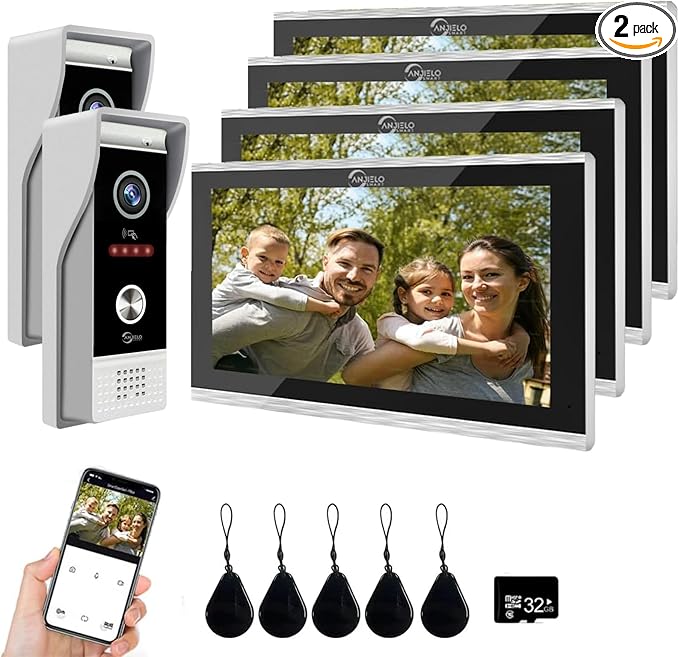 Wired Smart Video Apartments Intercom System, 10 Inch Monitors by ANJIELOSMART