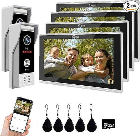 Wired Smart Video Apartments Intercom System, 10 Inch Monitors by ANJIELOSMART