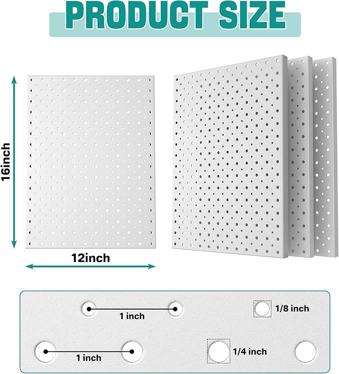 EVERHANGER Metal Pegboard Panels, Heavy Duty Pegboard Wall Organizer, Garage - Image 2