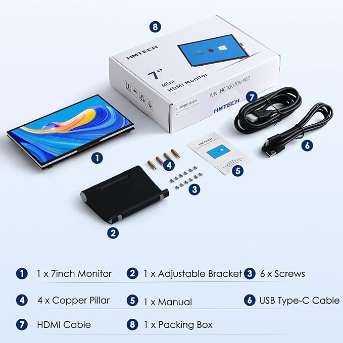 HMTECH 7'' Raspberry Pi Screen, 800x480 HDMI Small Monitor - Image 7
