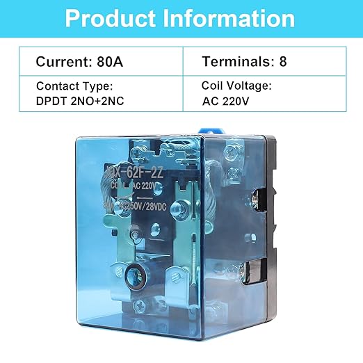 TWTADE/JQX-62F-2Z Coil Voltage AC 220V 80A DPDT Electronmagnetic Relay - Image 2
