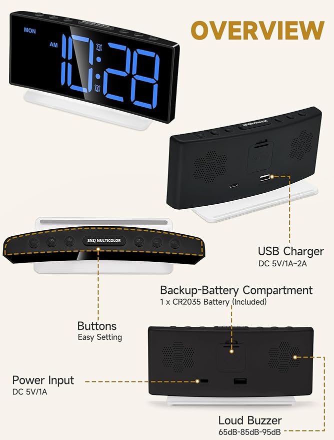 Cadmos Extra Loud Alarm Clock for Heavy Sleepers Adults, Rainbow Clock for - Image 6