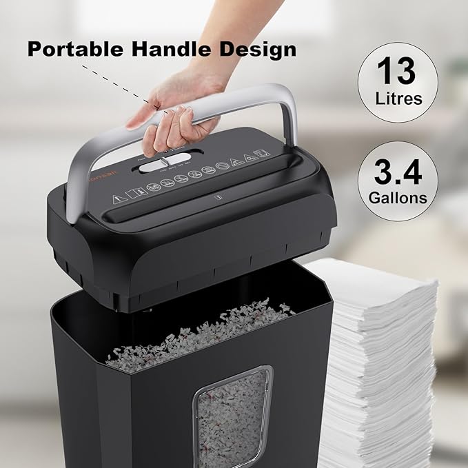 Bonsaii Paper Shredder, 3.4 Gals Wastebasket, 5-6 Sheet Crosscut Shredder - Image 5