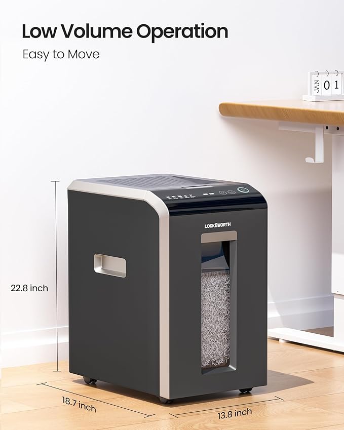 Locksworth 200-Sheet P-5 Micro-Cut Heavy-Duty Paper Shredder, 60-Min Continuous - Image 7