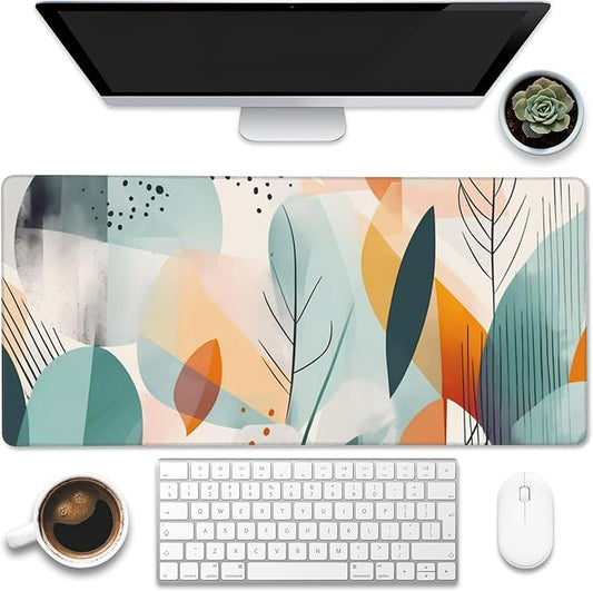 Eflxamz Desk Pad, Abstract Colorful Leaves Desk Mat, Abstract Line Art Large by Eflxamz
