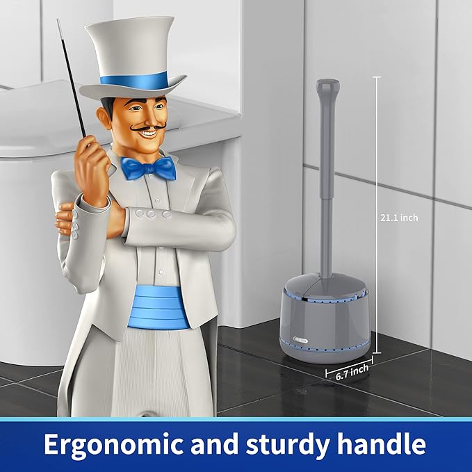 MR.SIGA Toilet Plunger with Holder, Heavy Duty Plunger with Sturdy Handle - Image 2