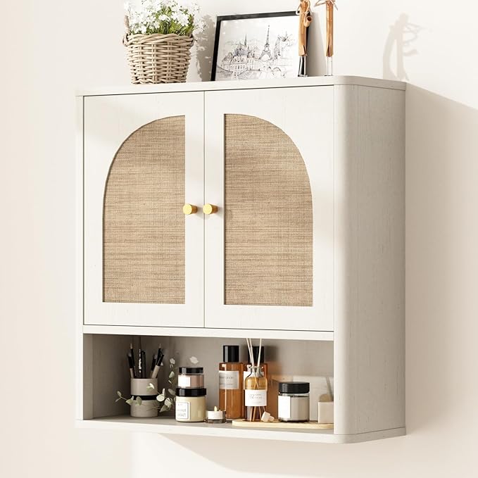 RUSTOWN Rattan Bathroom Wall Cabinet, Over The Toilet Storage Cabinets by RUSTOWN