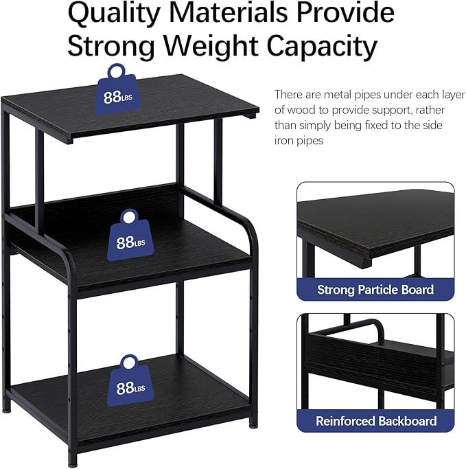 Arbuxzuy Printer Stand with Storage Shelf, 3 Tier Printer Cart with Wheels - Image 7