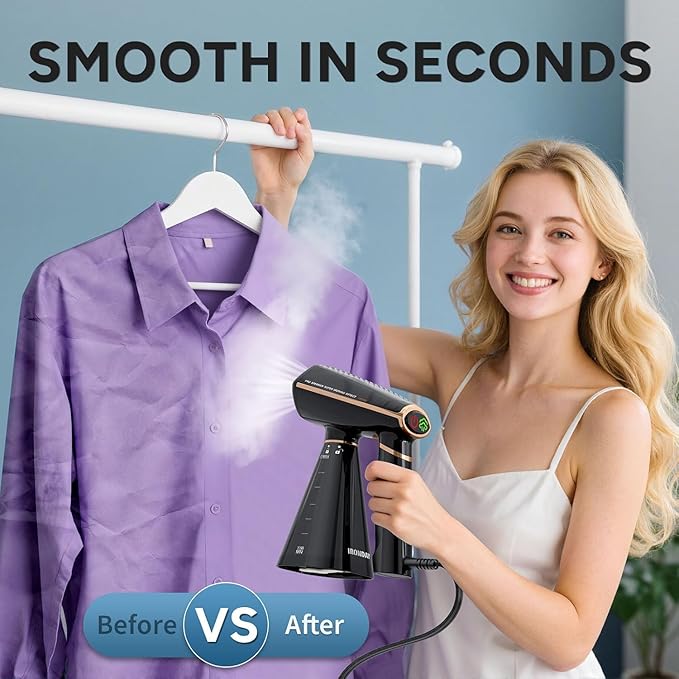 IRONDAY Steamer for Clothes, 1200W Portable Handheld Garment Steamer&Iron 2-in-1 - Image 5