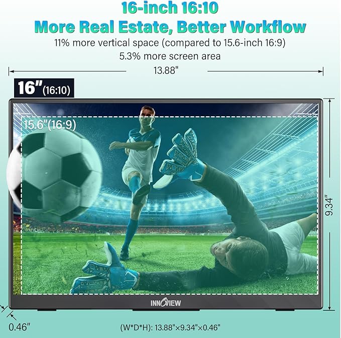 InnoView 16" 2.5K 120Hz Portable Monitor Built-in Speakers and Kickstand & VESA - Image 4