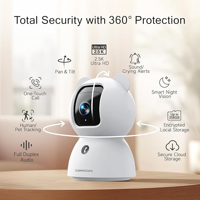 2.5K Security Camera Indoor, Non-Subscription AI Person/Pet/Cry Detection - Image 2