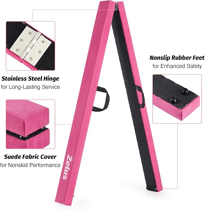 ZELUS 8' Folding Gymnastics Balance Beam, Floor Balance Beam w/Carry Handles - Image 3