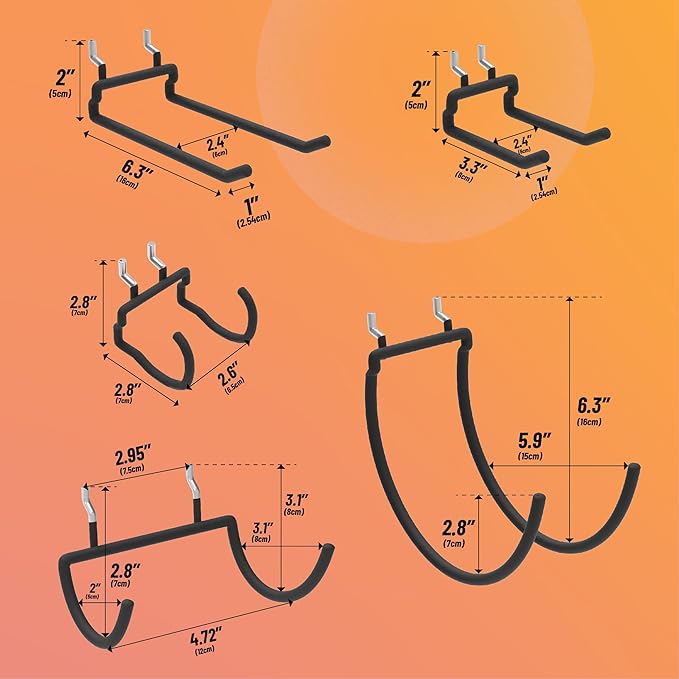 HUHOLE Pegboard Drill Holder, Peg Board Utility Hooks, 10 Pack Heavy Duty Peg - Image 3