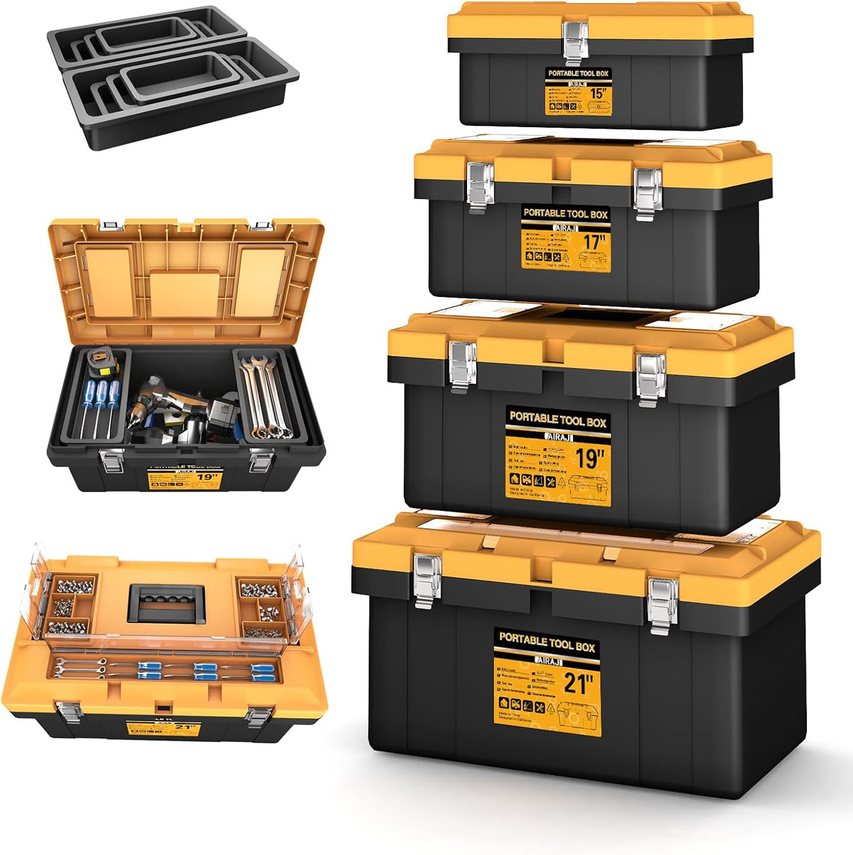 airaj 4-in-1 tool box set, portable tool box, main product view