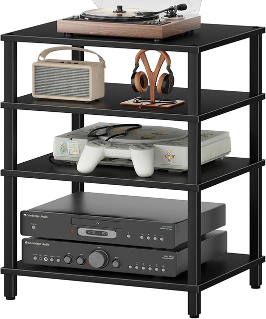 4-Tier AV Media Player Stand, Modern Stereo Cabinet, Wooden TV Stand, Game by LELELINKY
