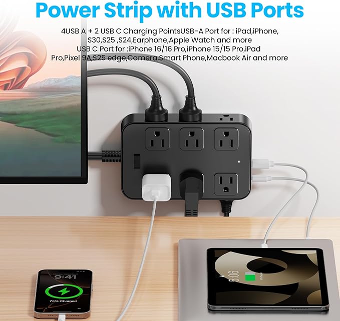 Solidock Flat Plug Power Strip Surge Protector - Image 3