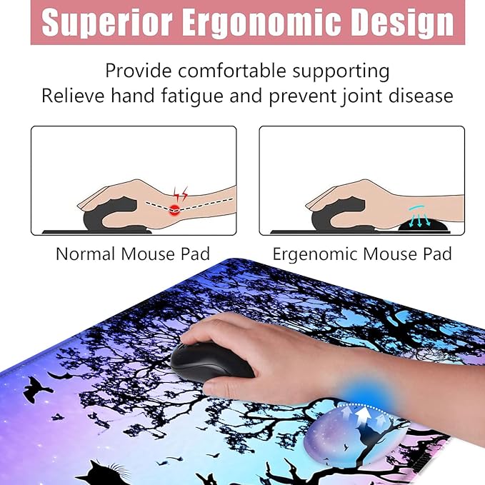BFUKVOU Large Keyboard Mouse Pad Set, Extended Mouse Pad+Keyboard Wrist Rest - Image 5