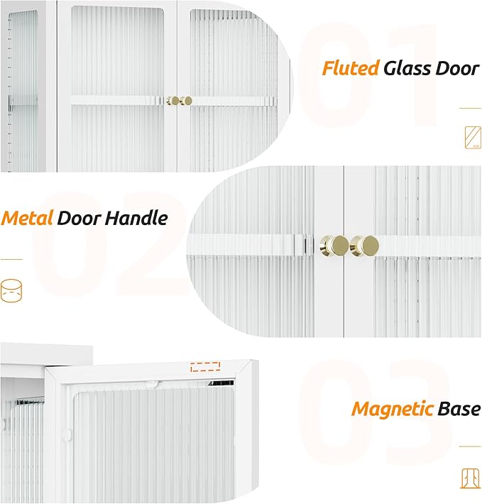 Bathroom Wall Cabinet with 2 Glass Door, Bathroom Medicine Cabinet with Towels - Image 6