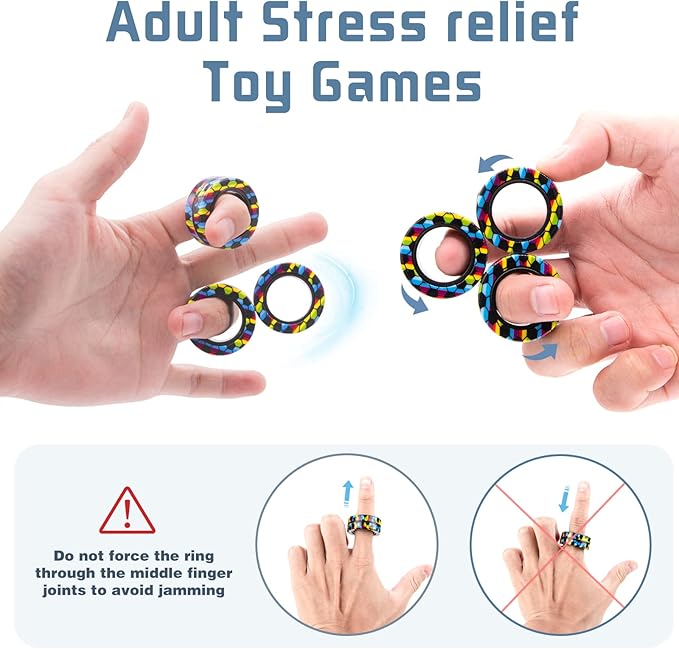 Magnetic Rings Fidget Toy Set, Idea ADHD Fidget Toys, Adult Fidget Magnets - Image 4